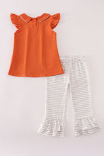Load image into Gallery viewer, Rust Texas embroidery ruffle pants set