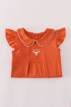 Load image into Gallery viewer, Rust Texas embroidery ruffle pants set