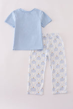 Load image into Gallery viewer, Blue pumpkin embroidery pants set