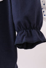 Load image into Gallery viewer, Navy nativity embroidery ruffle bloomer set