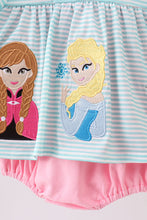 Load image into Gallery viewer, Blue character embroidery ruffle bubble