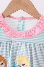 Load image into Gallery viewer, Blue character embroidery ruffle bubble