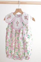 Load image into Gallery viewer, Pink easter cross emrboidery floral girl bubble