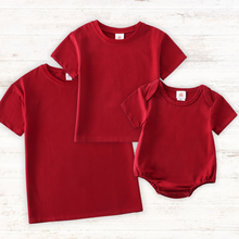 Load image into Gallery viewer, Maroon blank basic t-shirt Adult Kids and baby bubble