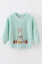 Load image into Gallery viewer, Blue hand-embroidery bunny pullover sweater