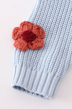 Load image into Gallery viewer, Blue floral hand-embroidery jumper sweater