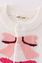 Load image into Gallery viewer, White bow tie cardigan sweater