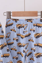 Load image into Gallery viewer, Premium blue excavator print bamboo pants set