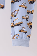 Load image into Gallery viewer, Premium blue excavator print bamboo pants set