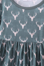 Load image into Gallery viewer, Premium forest reindeer print bamboo dress