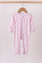 Load image into Gallery viewer, Premium blush bow stripe bamboo romper
