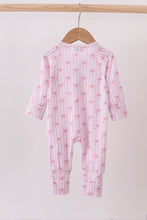 Load image into Gallery viewer, Premium blush bow stripe bamboo romper