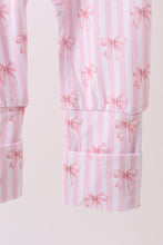 Load image into Gallery viewer, Premium blush bow stripe bamboo romper