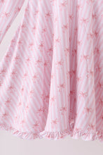 Load image into Gallery viewer, Premium blush bow stripe print ruffle bamboo dress