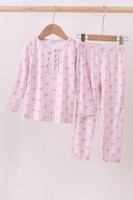 Load image into Gallery viewer, Premium blush bow stripe print bamboo pants set