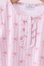 Load image into Gallery viewer, Premium blush bow stripe print bamboo pants set
