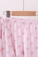 Load image into Gallery viewer, Premium blush bow stripe print bamboo pants set