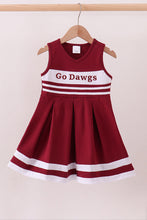 Load image into Gallery viewer, Premium Maroon Go Dawgs Mississippi embroidery ruffle dress
