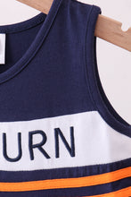 Load image into Gallery viewer, Premium Navy Auburn embroidery ruffle dress