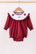 Load image into Gallery viewer, Premium Maroon Georgia bulldog bow embroidery bubble