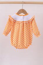 Load image into Gallery viewer, Orange Tennessee puppy bow embroidery checkered bubble