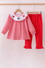 Load image into Gallery viewer, Premium Red Georgia bulldog embroidery ruffle pants set