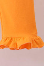 Load image into Gallery viewer, Orange Tennessee puppy bow embroidery checkered ruffle pants set