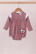 Load image into Gallery viewer, Checkered Georgia dog applique ruffle bubble