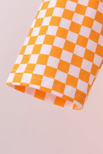 Load image into Gallery viewer, Orange Tennessee puppy bow embroidery checkered top