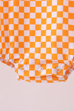 Load image into Gallery viewer, Orange Tennessee puppy bow embroidery checkered bubble