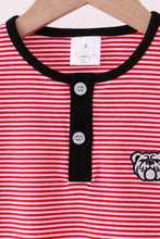 Load image into Gallery viewer, Premium Red Georgia bulldog embroidery stripe top