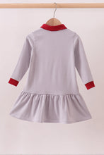 Load image into Gallery viewer, Premium Gray Alabama stripe elephant embroidery dress