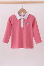 Load image into Gallery viewer, Premium Red Tennessee stripe elephant embroidery button down shirt