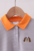 Load image into Gallery viewer, Premium Orange Tennessee stripe puppy embroidery button down shirt