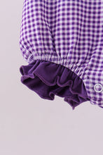 Load image into Gallery viewer, Premium Purple LSU tiger embroidery gingham ruffle bubble