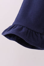 Load image into Gallery viewer, Premium Navy Auburn embroidery ruffle top