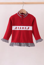 Load image into Gallery viewer, Premium Maroon Alabama embroidery ruffle top