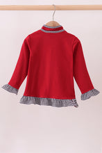 Load image into Gallery viewer, Premium Maroon Alabama embroidery ruffle top