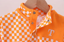 Load image into Gallery viewer, Orange Tennessee checkered pullover ruffle top