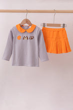 Load image into Gallery viewer, Premium Orange Tennessee stripe football embroidery skorts set