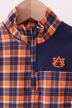 Load image into Gallery viewer, Premium Navy Auburn embroidery plaid top
