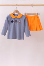 Load image into Gallery viewer, Premium Orange Clemson stripe football embroidery skorts set