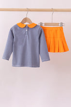 Load image into Gallery viewer, Premium Orange Clemson stripe football embroidery skorts set