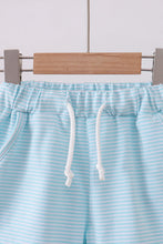 Load image into Gallery viewer, Premium Mint&white stripe drawstring shorts