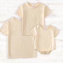 Load image into Gallery viewer, Beige blank basic t-shirt Adult Kids and baby bubble