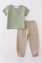 Load image into Gallery viewer, Premium Sage muslin boy set