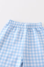 Load image into Gallery viewer, Premium Blue plaid boy button down pajamas set