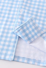 Load image into Gallery viewer, Premium Blue plaid boy button down pajamas set