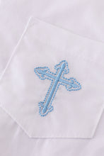Load image into Gallery viewer, Premium cross embroidery button down long sleeve shirt