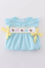 Load image into Gallery viewer, Premium mint bunny egg embroidery gingham bubble